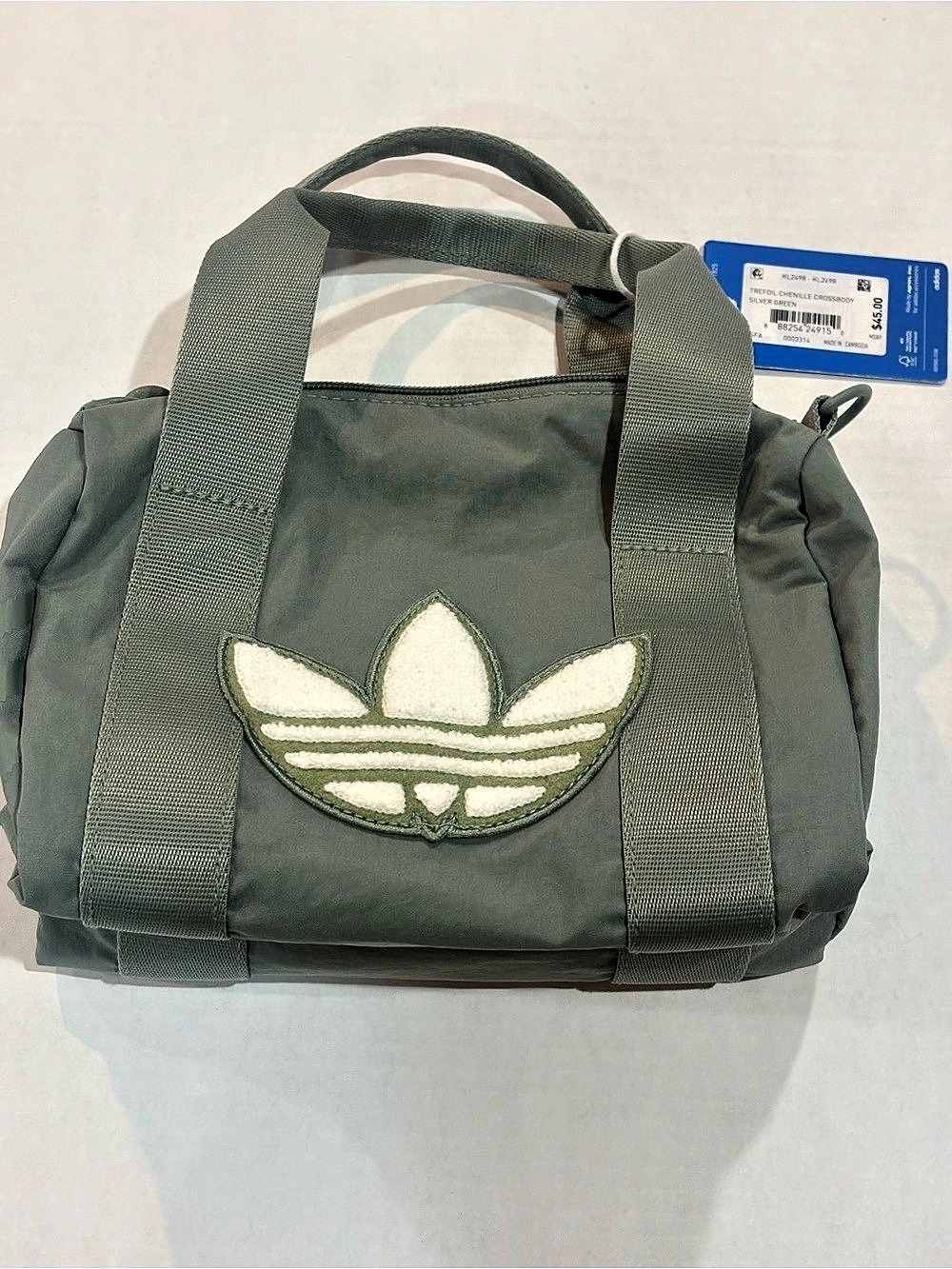 adidas Trefoil Chenille Crossbody Green NWT